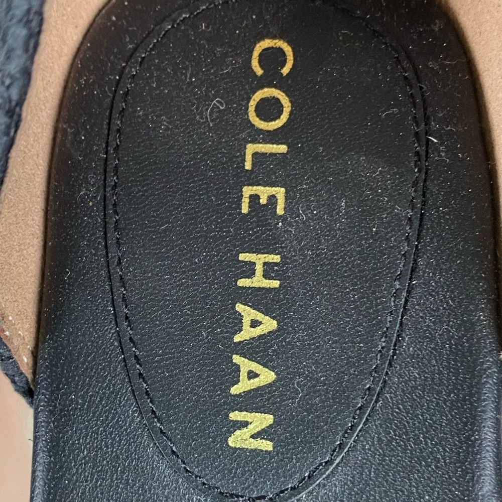 Cole Haan Cloudfeel Hampton wedge sandals in black leather women’s size 8.5B